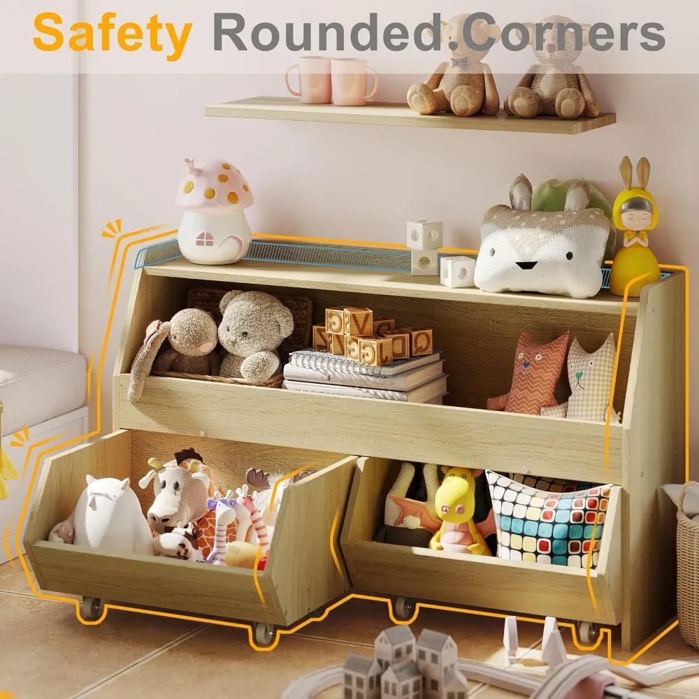 Toy Storage Organizer for Kids, Toy Storage Cabinet with Drawers, Boys and Girls Toy Shelf with Wheels,Organizer Kids Bookshelf 4