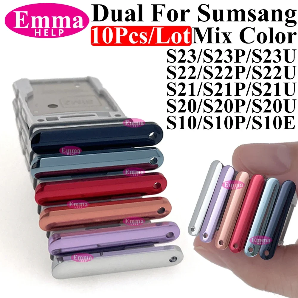 Dual Card Phone Sim Sd Card Vassoio Per Samsung Galaxy S23 S22 S21 Plus Ultra S10 S9 S8 Sim Chip Holder Slot Adapter Cassetto Parte