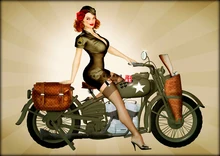 

Ww2 Motorbike Girl Biker Satin Quality Print Sticker Pinup Croix De Fer For W Cox Autocollant Pin Up Auto Moto Car Decal