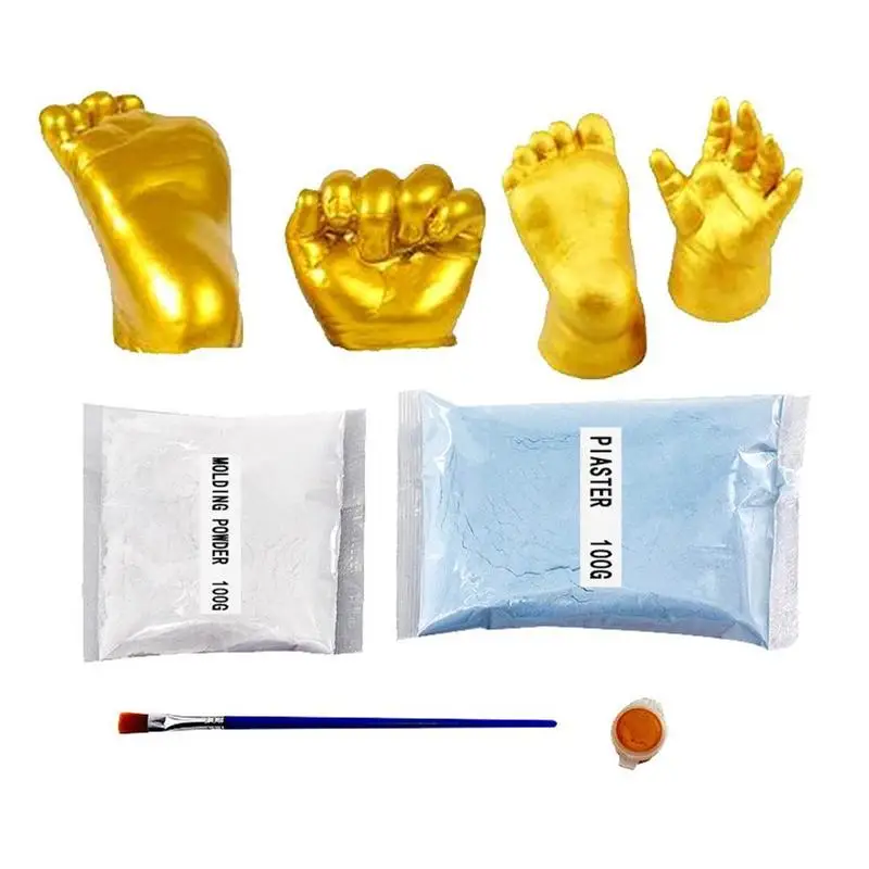 1 Set Baby 3d Hand Foot Print Mold Powder Plaster Casting Kit Handprint Footprint Keepsake Gift Baby Growth Memorial Manual New