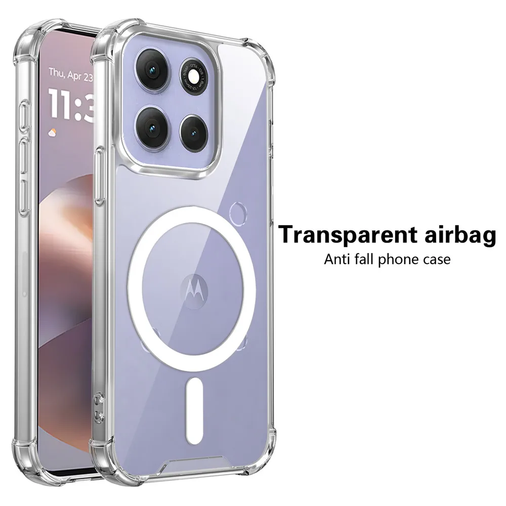 Enhanced Magnetic Phone Case with Four-Corner Anti-Fall Protection and Transparent Design