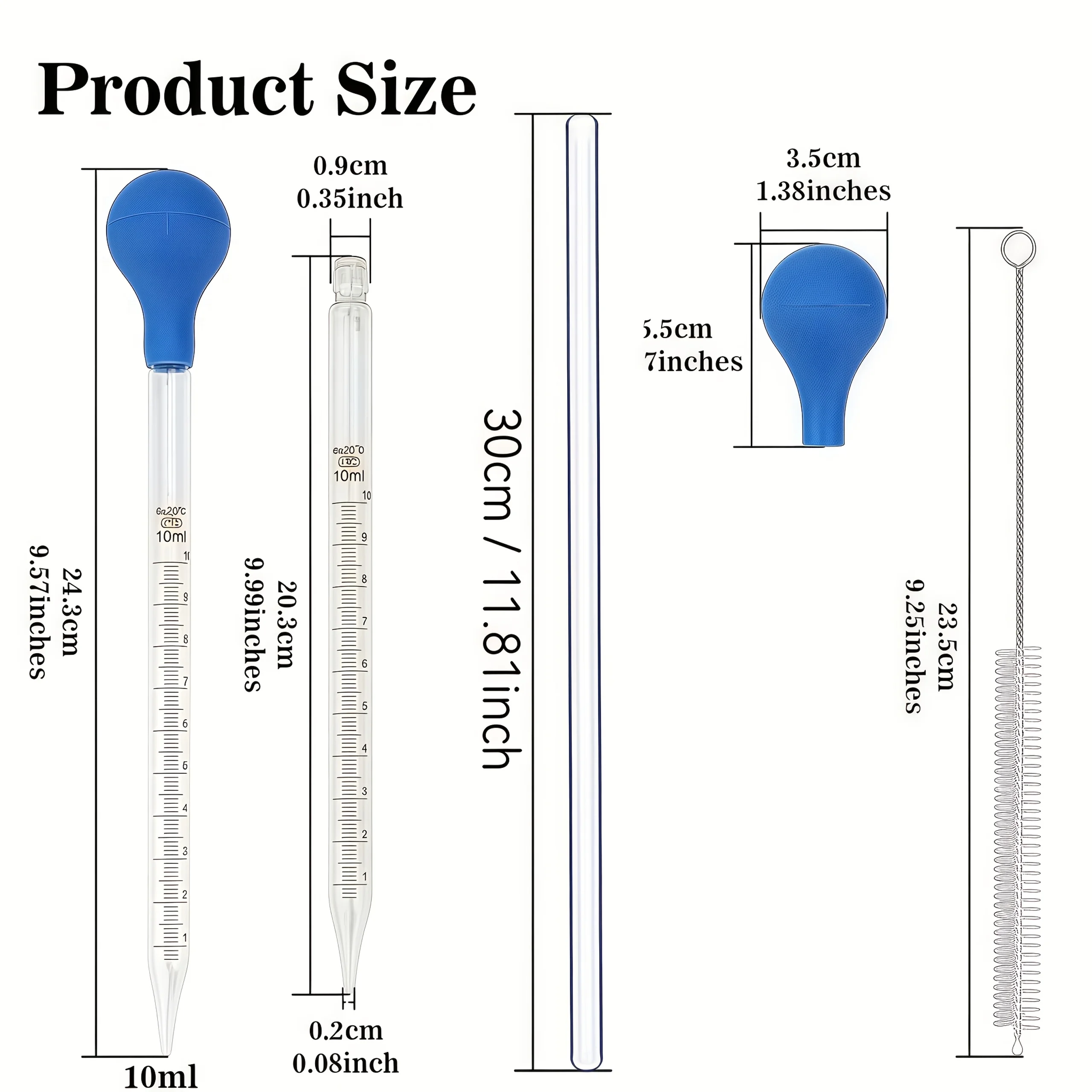 Deluxe Glass Pipette Dropper Set with Stirring Rod and Cleaning Accessories