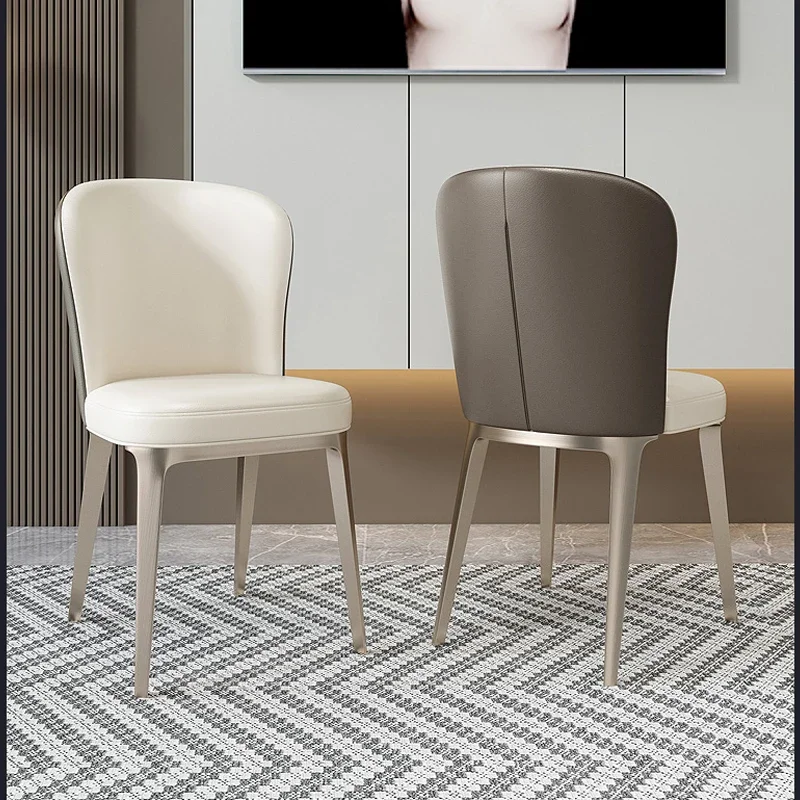 

Modern Minimalist Dining Chairs Armrest Nordic Metal Design Fashion Chair Leisure Upholstered Sillas De Comedor Home Furniture