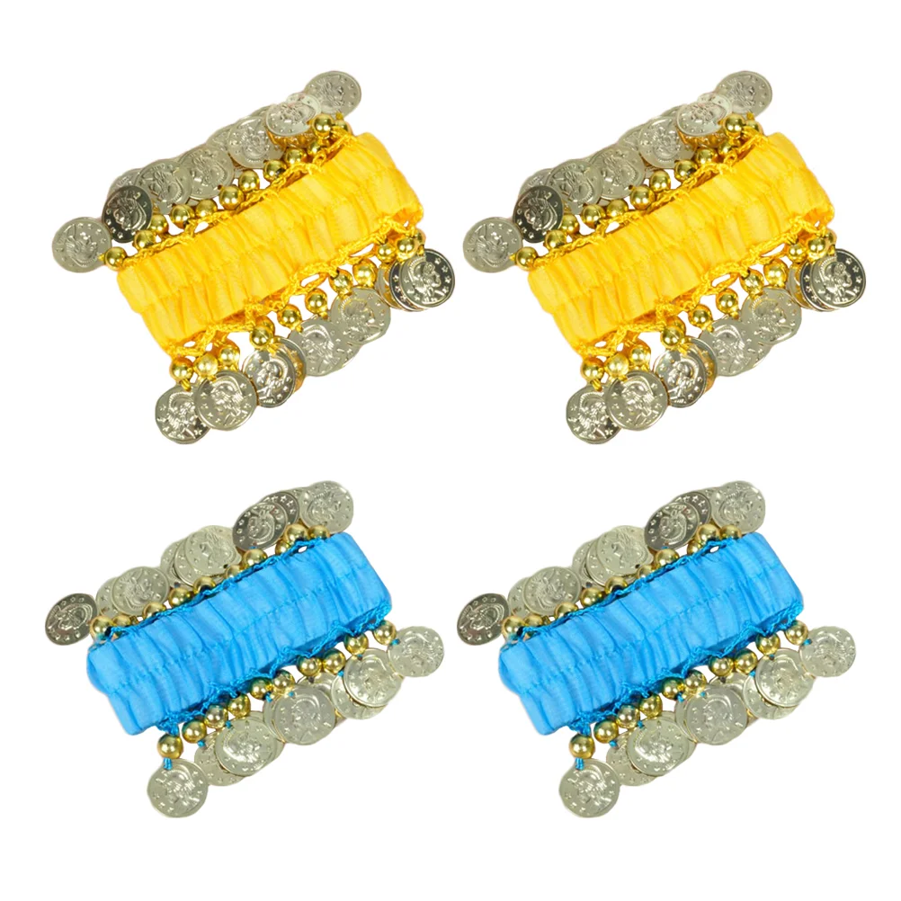

2 Pairs Bracelet Dreses Dancer Outfit Hand Chain Coin Bracelets Costumes Acrylic Women