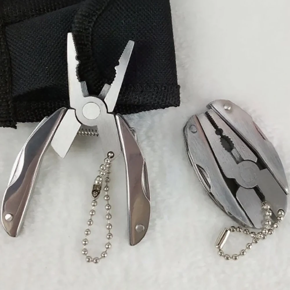 Compact Stainless Steel Multi-Tool Keychain with Pocket Folding Pliers for Outdoor and Everyday Use