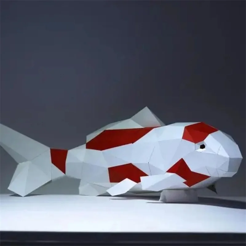 물고기 3D 종이 모델 수제 동물 종이 접기, 로우 폴리 어린이, 성인 DIY 종이 공예, 집 방 장식, 현관 장식, 창의적인 장난감