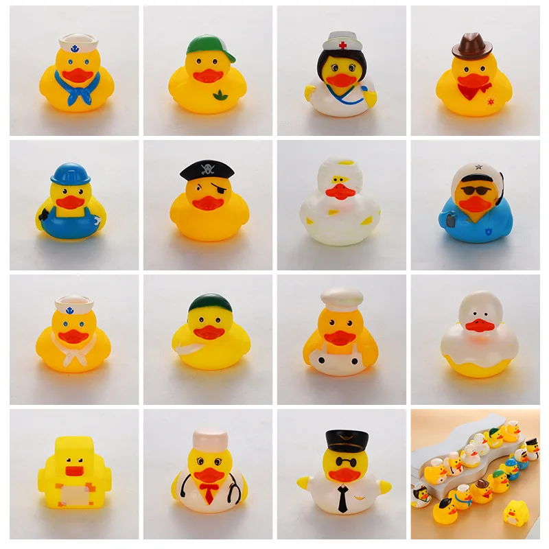 NEW Hot Sale Kawaii Lovely Swimming Duck Baby Bath Pool Water Toys for Children Educational Career PVC Squeeze Duck 4