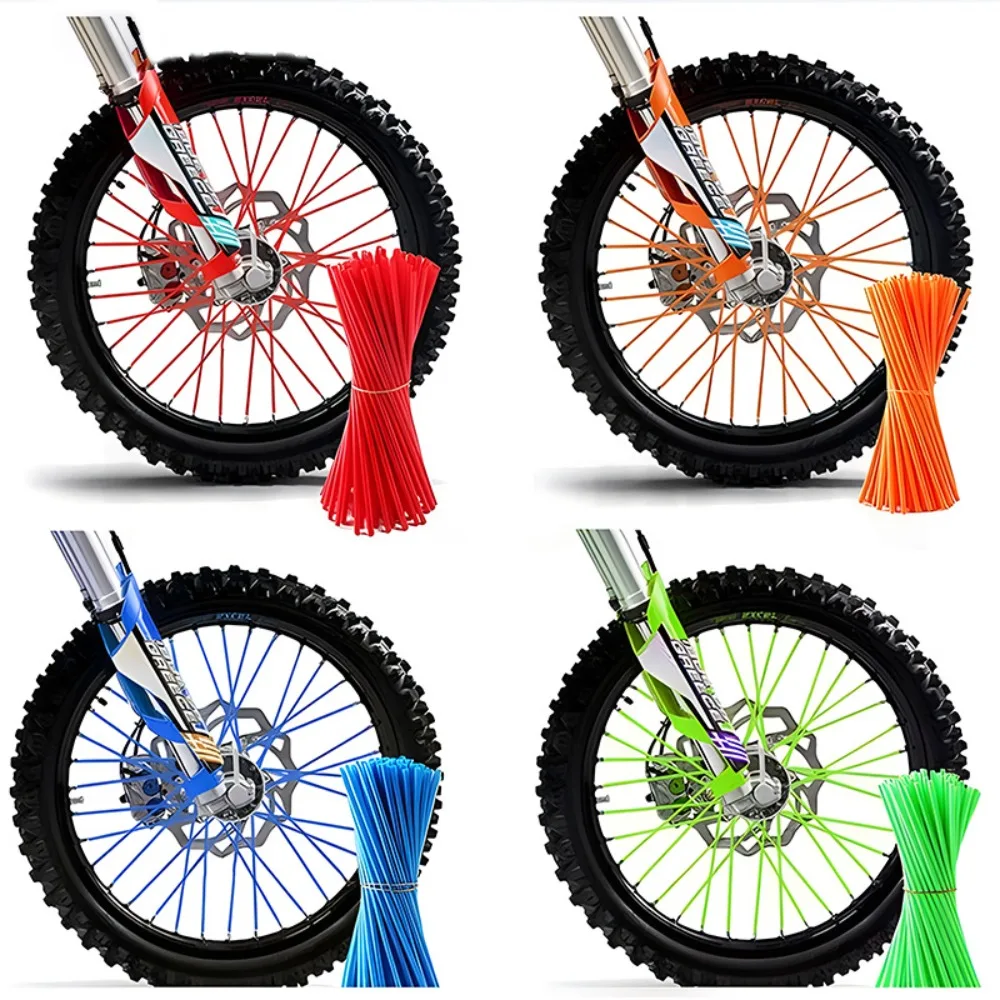 Motorcycle Wheel Spoked Protector Wraps Rims Skin Trim Covers Pipe 72Pcs For Motocross Bicycle Bike