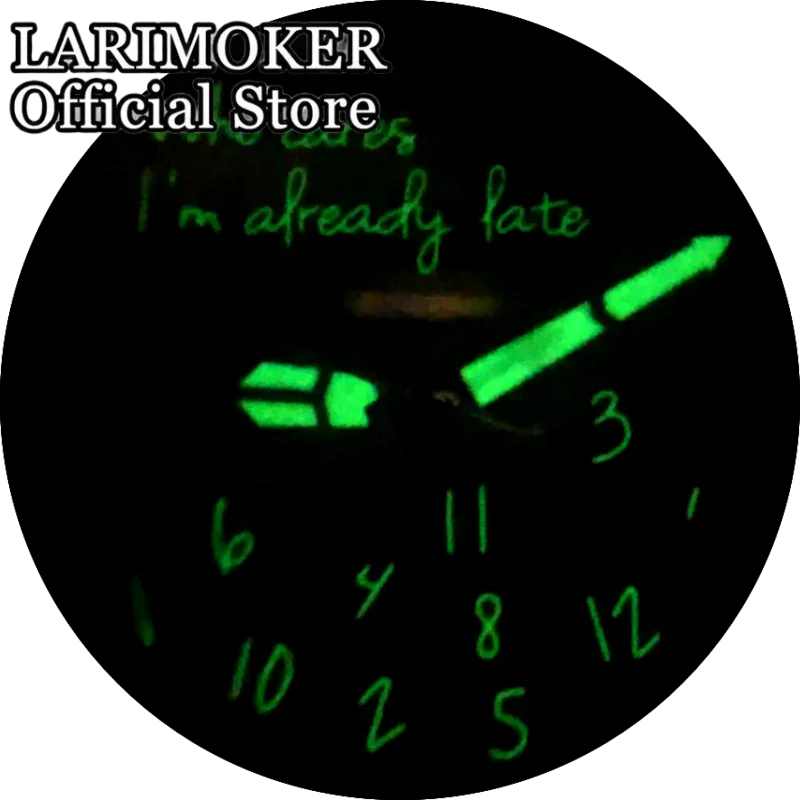 LARIMOKER 40,5 mm Saphirglas Edelstahl Silber Uhrengehäuse Schwarz/Weiß Datumszifferblatt NH35 Automatische mechanische Herrenuhren – Detail 10