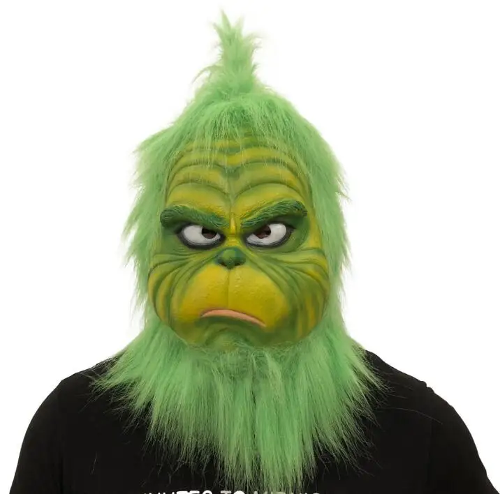 Cute How Christmas Green Haired Cosplay Mask Latex Halloween XMAS Full Head Latex Mask Cosplay Costume Props