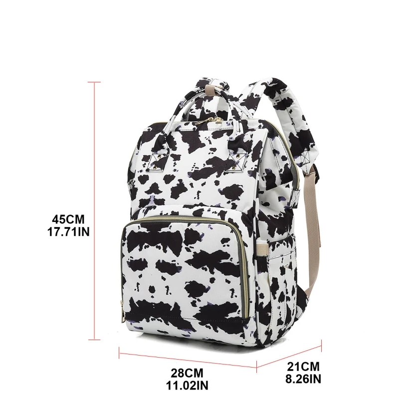 Cow Spots Print Diaper Bag Backpack Maternity Baby Changing Bag Large Capacity Backpacks