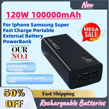 Power Bank ad Alta Capacità 2026 Nuovo 120W 500000mAh per iPhone Samsung Ricarica Super Veloce Batteria Esterna Portatile