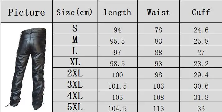 Men Trousers Leather Pants Lace Up Leather Pants Motorcycle Punk Costume For Men Winter Big Tall