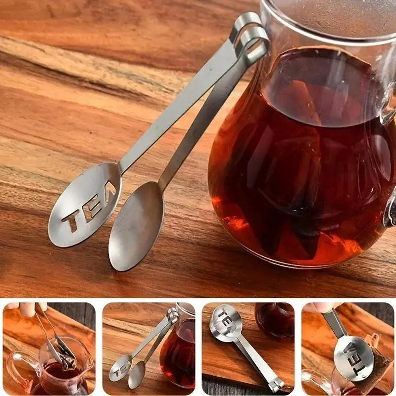 New Bag Squeezer Stainless Steel Tea Tongs Silver Strainer Clip Spoon For Loosing Leaf Gripping Ice Cube