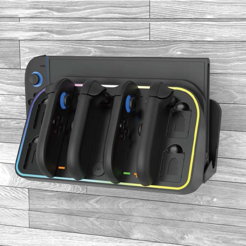 NEW HBS-2807 For Switch2 handle charging base wall mounted charging storage bracket Dock Station with colorful RGB lights