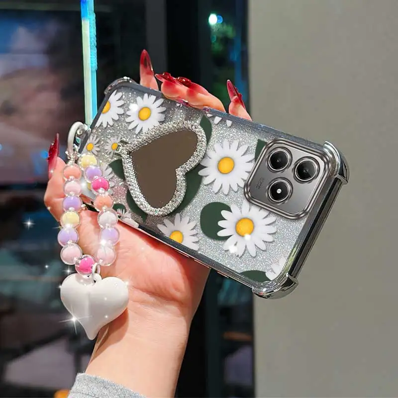 White Daisy Phone Case Set with Lanyard & Stand - 3 Piece Collection