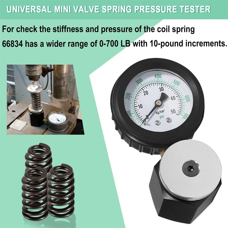 66834 Universal Mini Valve Spring Pressure Tester Gauge-0-700 PSI-0-50 KG/CM2, Alternative For Part # 66834