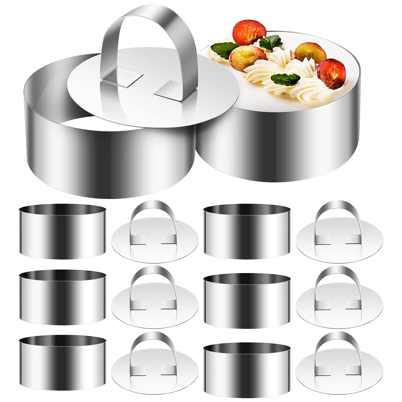 

Kichvoe Circle Stencil 8 Sets Round Cake Ring Mold Stainless Steel Dessert Mousse Molds