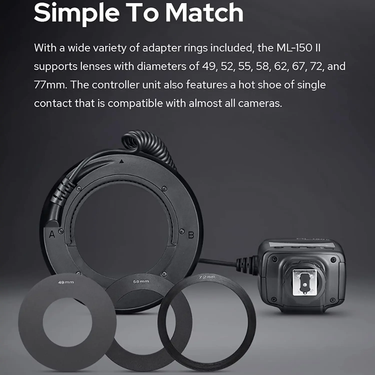 Godox ML-150II ML150II Macro LED Ring Flash Speedlite GN12 5800K&plusmn;200K for Sony Canon Nikon Fuji Olympus Panasonic DSLR Cameras