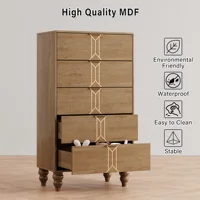 Modern Tall Wooden Chest of Drawers with 5 Deep Drawers, Large Storage Cabinet for Bedroom & Living Room - Image 2