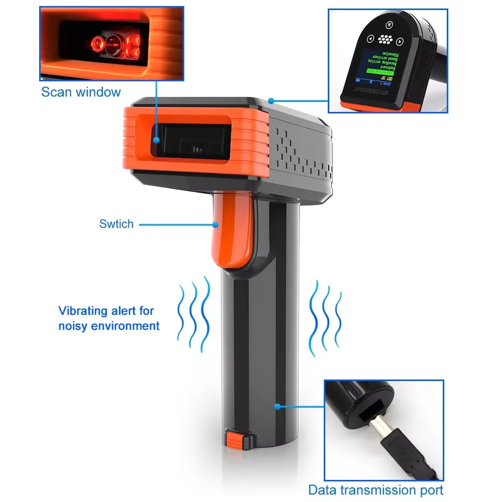 2D 바코드 스캐너 무선 QR 코드 리더 핸드헬드 2.4G 바코드 리더 블루투스 스캐닝 건 슈퍼마켓용