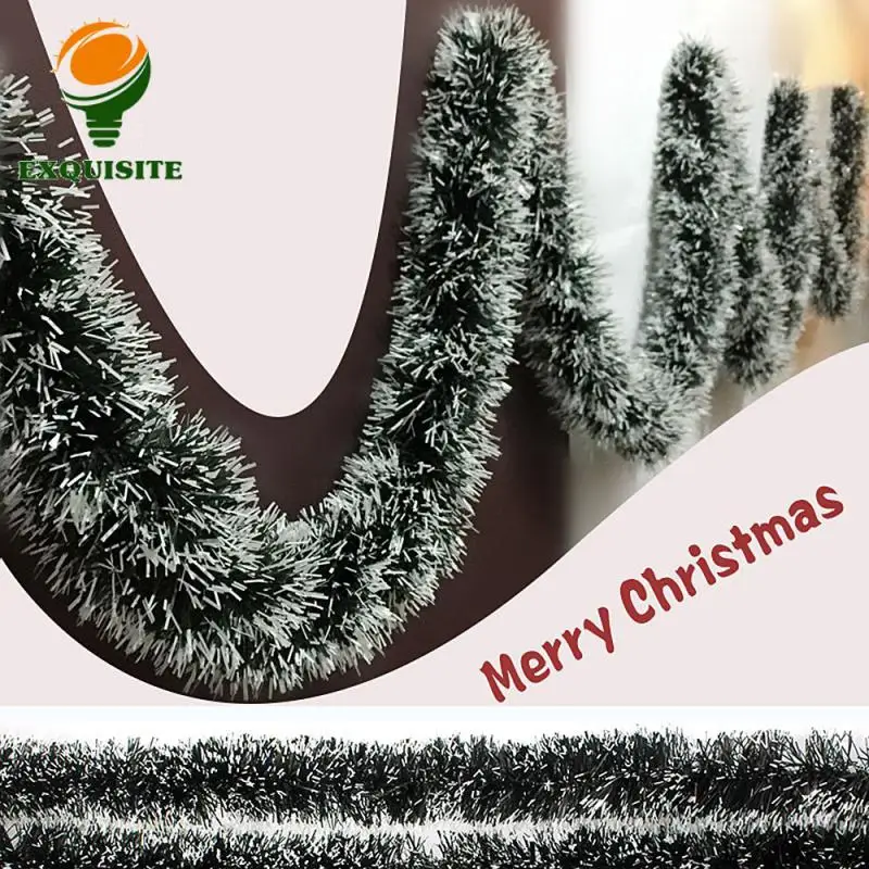 

200cm Christmas Color Ribbon Christmas Tree Ribbon Garland Hanging Ornaments Dark Green White Christmas Tree Decoration
