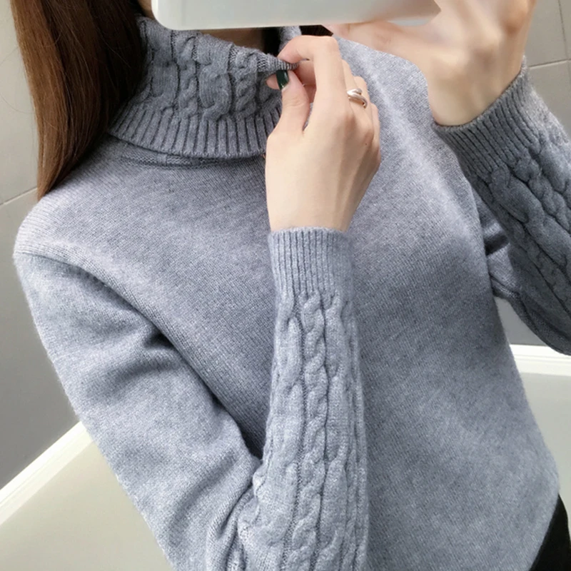 

Knitted Sweater Women 2024 Hot New Fashion Autumn Winter Korean Turtleneck Long Sleeve Pullover Female Pink Knitwear