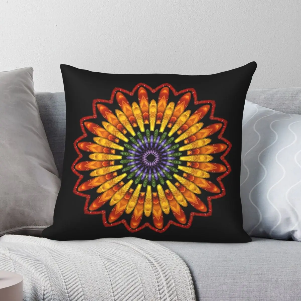 

Chakra In Bloom Mandala Square Pillowcase Polyester Linen Velvet Creative Zip Decorative Sofa Cushion Cover