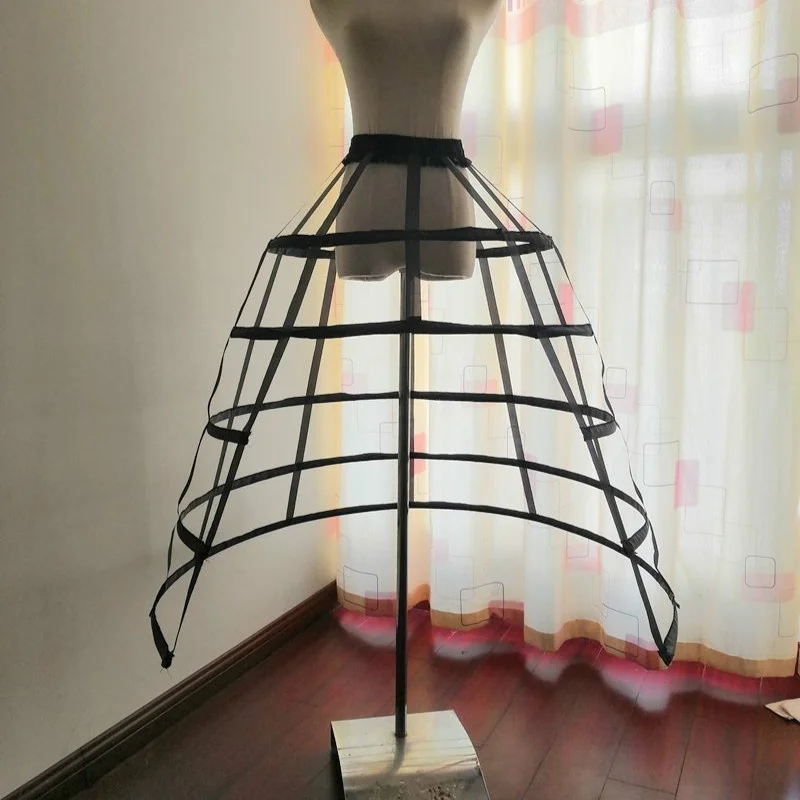 Wedding Accessory Victorian Cage Hollow Crinoline Petticoat Forking Pannier Bustle UnderSkirt