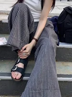 High Waist Loose Fit Striped Casual Pants Spring 2025 plus Size Women's Faion Retro Sle Long Cotton Trousers - Image 3