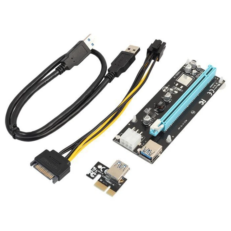 

USB 3,0 Mini PCI-E к Pcie PCI Express 1X до 16X расширитель Райзер адаптер карты SATA 6-контактный кабель питания для майнинга BTC