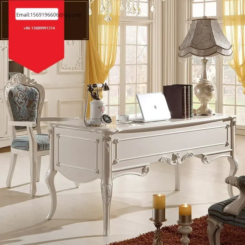 

Европейский стиль, резной стол из твердой древесины, роскошный французский компьютерный стол, студийная мебель на заказ