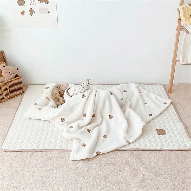 Korean Bear Bunny Embroidered Baby Diaper Changing Pad Washable Waterproof Children Mattress