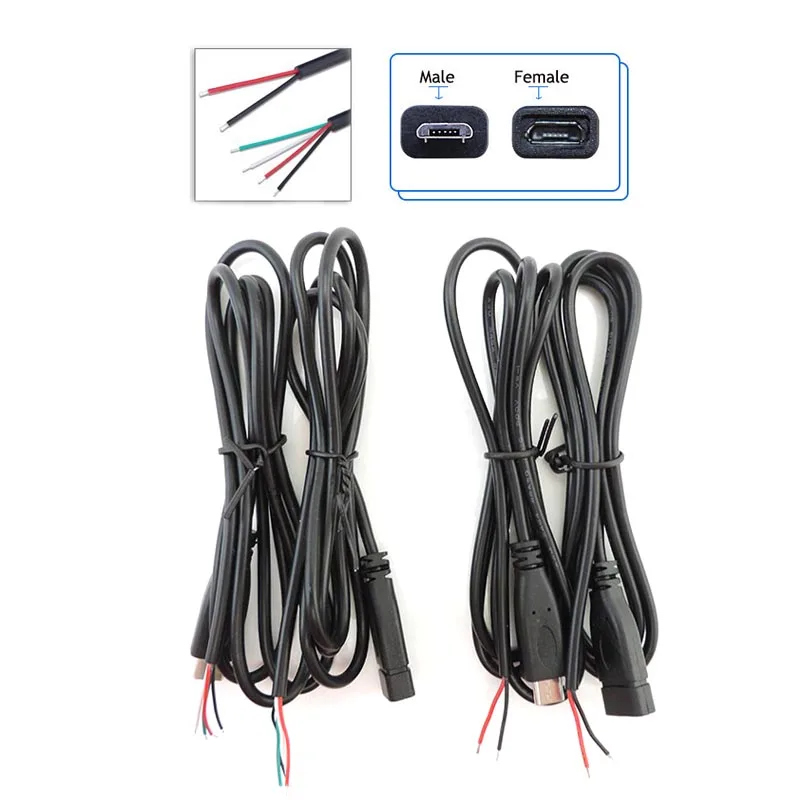 マイクロUSBメスジャック4ピン2ピンオスメス電源データライン