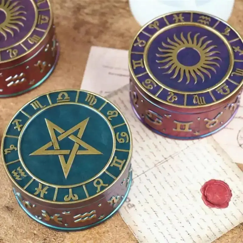 3Pcs/Set DIY Crystal Epoxy Resin Mold 12 Constellation Starry Sky Five-Pointed Star Storage Box Mirror Silicone Mold For Resin