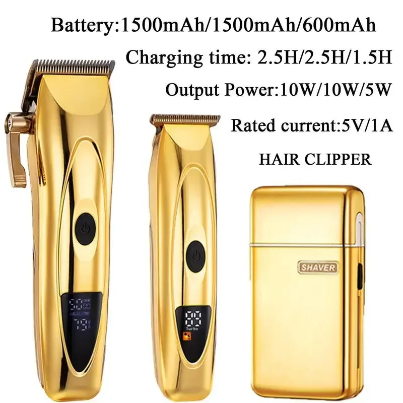 Professional Hair Clipper for Men, 1 Set T-blade Body Trimmer Electric Shavers Razor Set, Cordless Barber Clipper