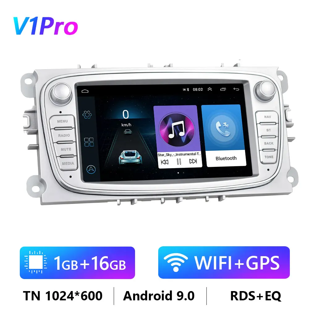 Podofo 4G HIFI Android 10 2 Din Car Radio Multimedia Video Player For Ford Focus S-Max Mondeo 9 Galaxy C-Max Navigation GPS 2din xtrons android car overhead player Car Multimedia Players