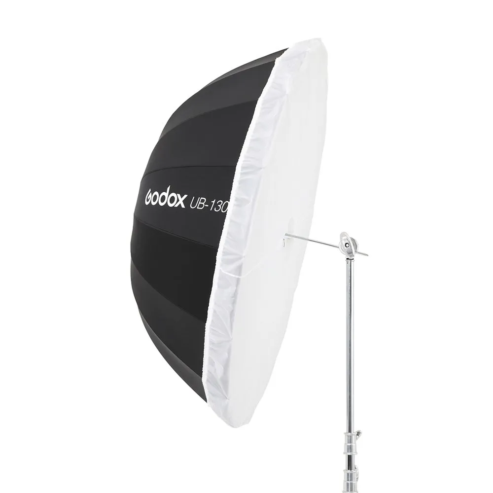 고독스 UB-130S 51인치(130cm) 파라볼릭 블랙 반사 우산 스튜디오 조명 우산 (블랙 실버 디퓨저 커버 천 포함)