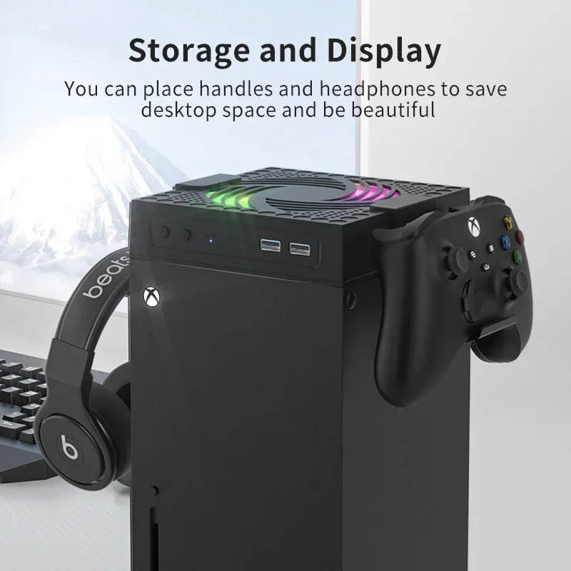Aolion Cooling Fan Stand 3 Speed Adjustable Host Heat Dissipation Dock For Xbox Series X Accessories Top Dust Proof Cover