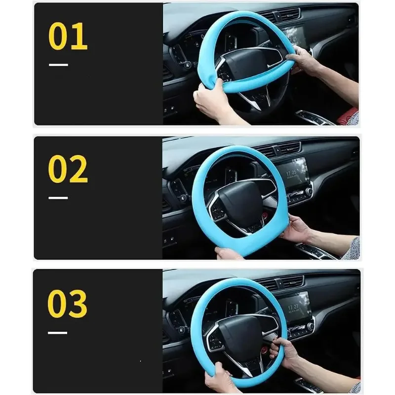 Universal Anti-Slip Silicone Steering Wheel Cover - Comfort Grip for 14-16 inch Wheels, All-Weather Use & Easy Installation