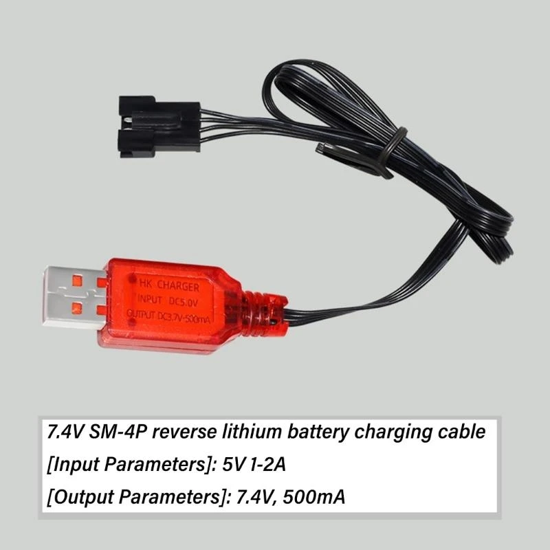 7.4V 리튬 배터리용 급속 충전 USB 케이블, SM4P 커넥터가 있는 취미 액세서리