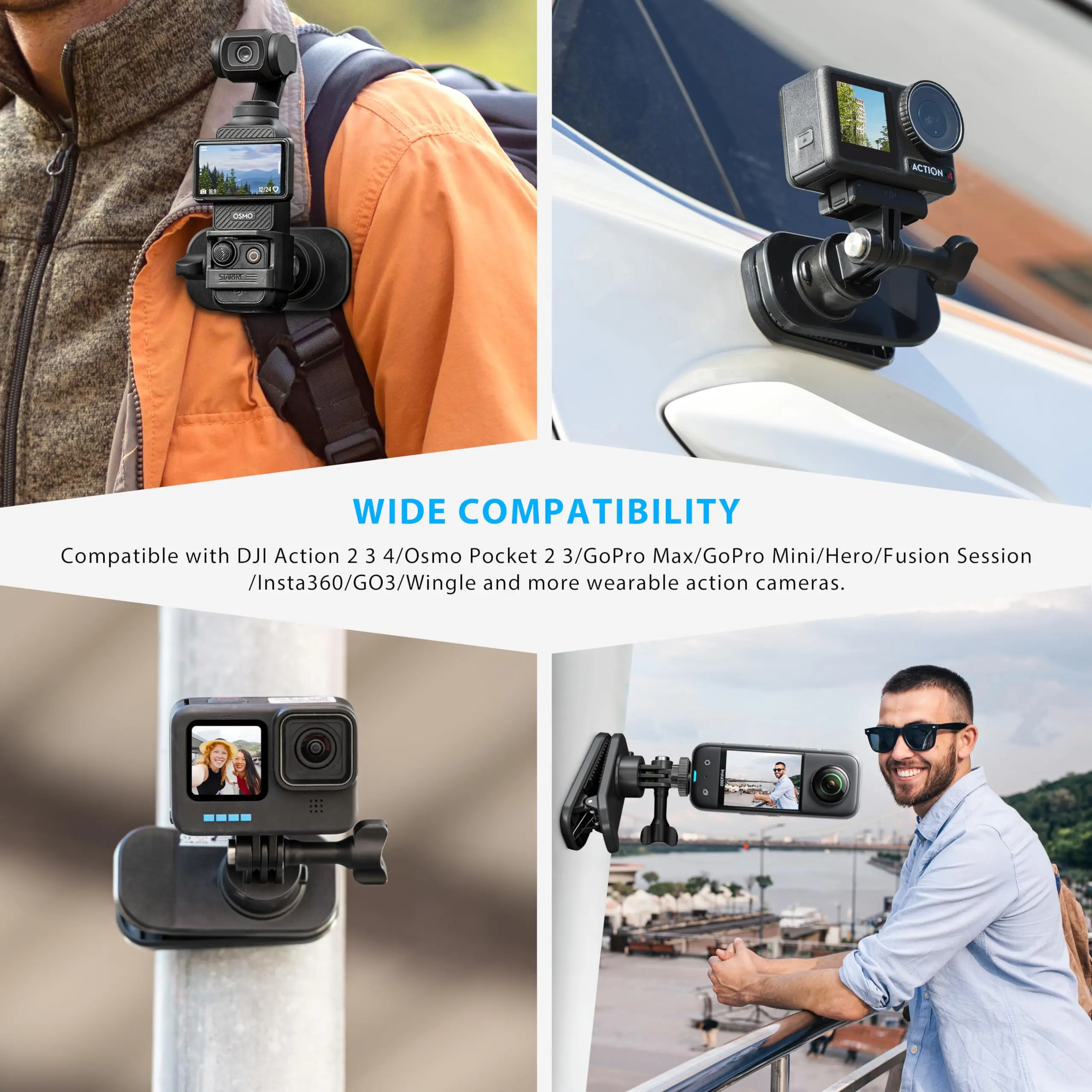 For OSMO Pocket 3 360° Rotation Backpack Clip Mount Shoulder Strap