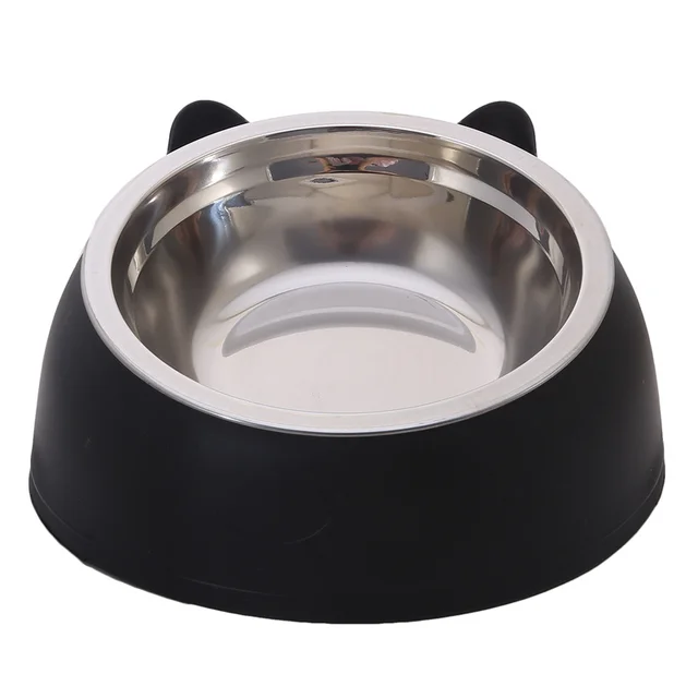 200ml 400ml 15 Degrees Tilted Stainless Cat Bowls Non-slip Base Pets Puppy Cats Food Drink Water Feeder Neck Protection Pet Bowl 2