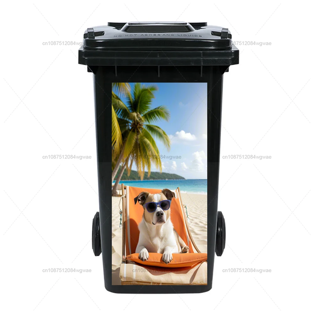 Vacationing Kittens and Puppies PVC Waterproof Stickers Home Stickers Wheelie Bin Stickers Trash Can Sticker Wall Decal Stickers