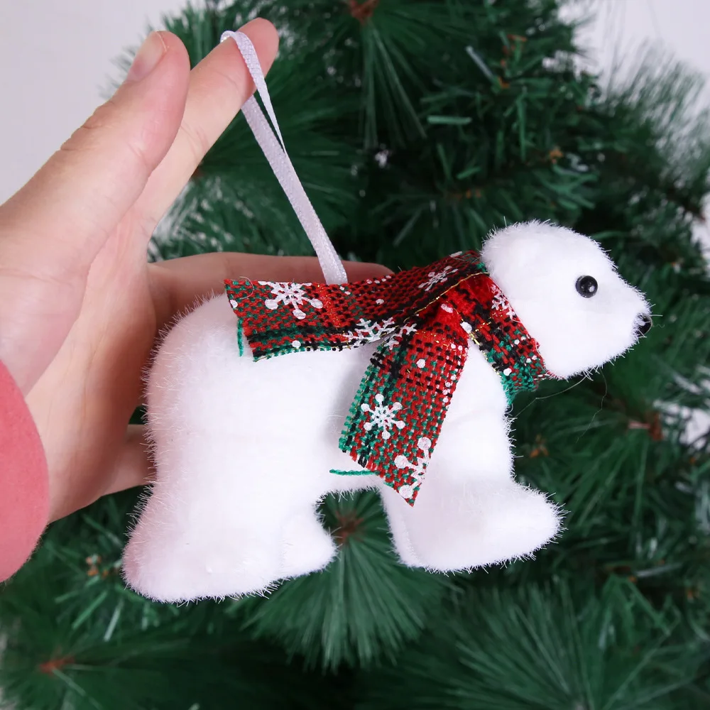1pcs Christmas decorations white bear pendants Christmas tree ornaments polar bear figurines Christmas outdoor decoration