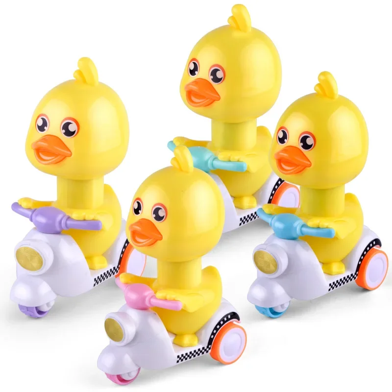 Cartoon Bicycle Clockwork Duck Toy Inertia Friction Car Press to Slide Pull Back Baby Toy Car Moveable Wind Up Toy for Kids Toys 2