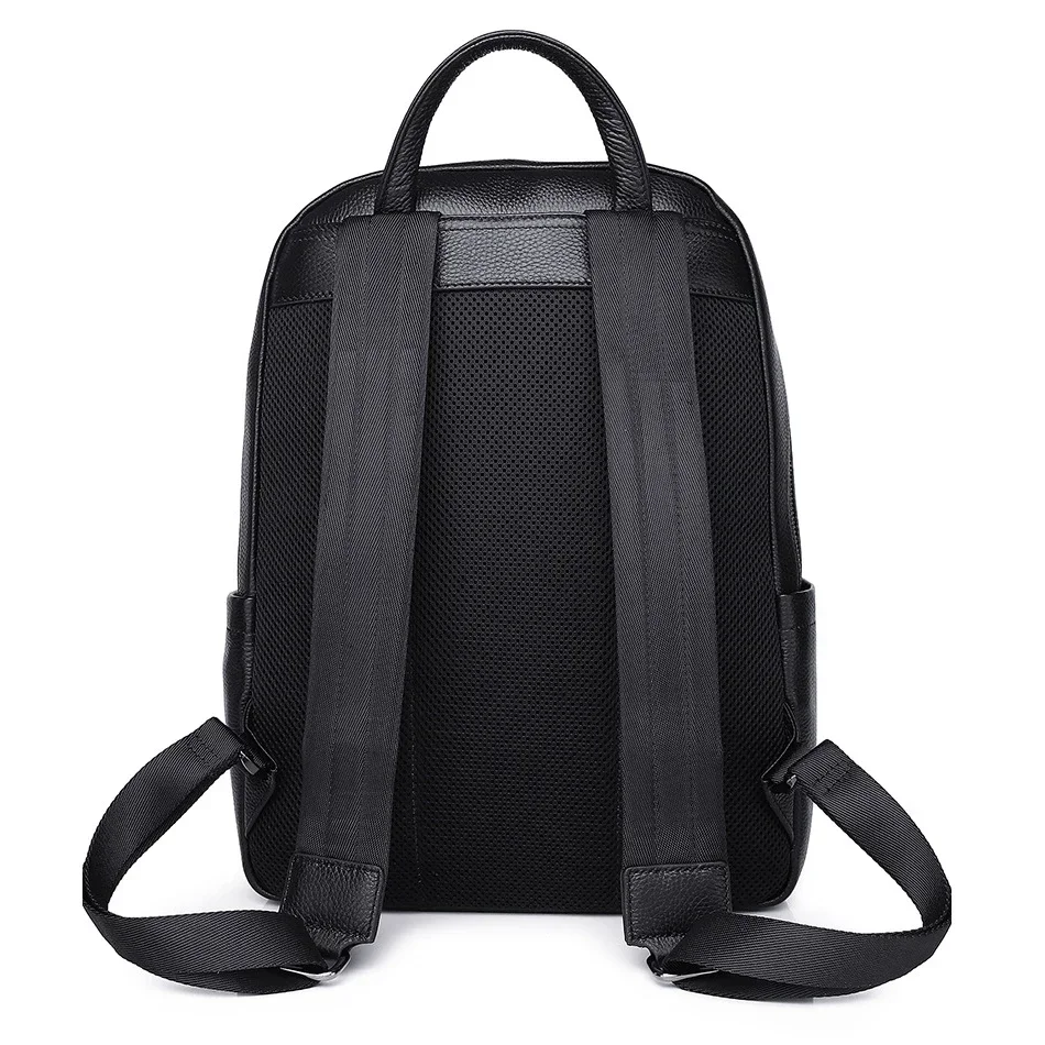 2024 New Luxury Brand Real Genuine Leather Men Solid Backpacks Student Backpack Boy Luxury 14 Inch Computer Laptop Bag 3