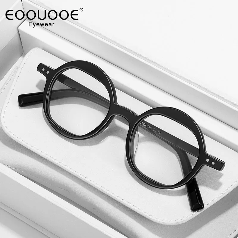 

Round Retro Eyeglass Demi Acetate Handmade Myopia Hyperopia Prescription Anti-Reflection Rivet Design Men Women Glasses Frame