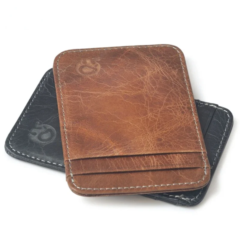 

Retro Leather Credit Business Mini Card Wallet 2023 Convenient Man Women Smart Wallet Business Card Holder Cash Wallet Card Case