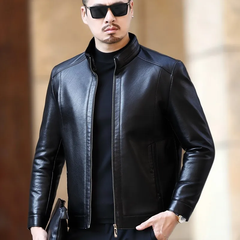 High-end men's genuine leather jacket lapel leather casual men's spring and autumn 100% sheepskin thin coat 4